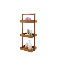 Utoplike Teak Shower Bench Seat with Handles, Portable Wooden Spa Bathing Stool with Storage Towel Shelf, 22" x 13" x 18.6", Perfect for Indoor and Outdoor Use