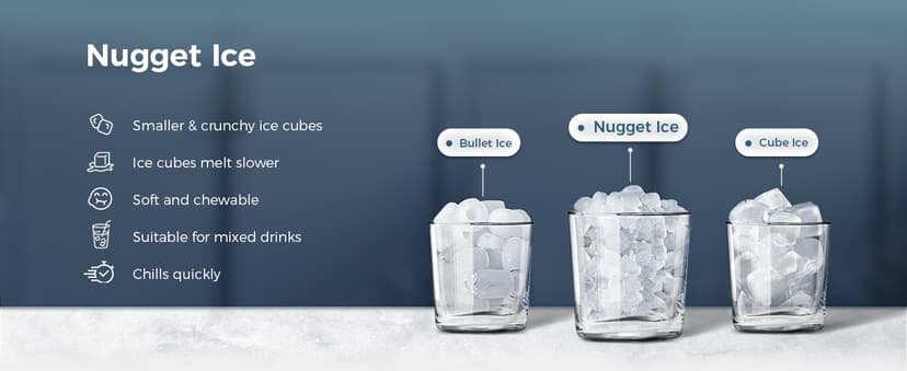 AGLUCKY Nugget Ice Maker Countertop, Portable Crushed Ice Maker Machine with Handle, 35lbs/24H, One-Click Operation, Self Cleaning Ice Machine for Home/Kitchen/Office(Stainless Steel)