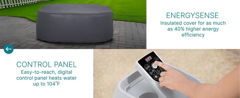 Bestway SaluSpa Hawaii AirJet 4 to 6 Person Inflatable Hot Tub Square Portable Outdoor Spa with 140 AirJets and EnergySense Energy Saving Cover, Blue