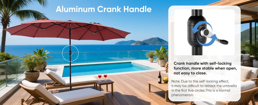 Sweetcrispy 15ft Large Patio Umbrella with Base Included, Rectangle Table Umbrella Outdoor Patio, Outside Umbrellas for Deck, Market, Backyard