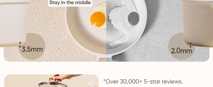 CAROTE 21Pcs Pots and Pans Set, Nonstick Cookware Sets, White Granite Induction Cookware Non Stick Cooking Set w/Frying Pans & Saucepans(PFOS, PFOA Free)