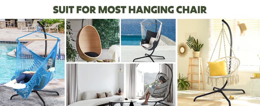 Chihee Hanging Egg Chair Stand,Strong Iron Hammock Chair Frame with Spring Hook Stable Base,Heavy Duty Swing Chair Stand 330 lbs,C Stand for Hanging Chair Indoor Outdoor Bedroom Patio Garden Balcony