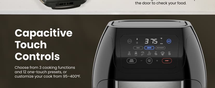 CHEFMAN Multifunctional Digital Air Fryer+ Rotisserie, Dehydrator, Convection Oven, 17 Touch Screen Presets Fry, Roast, Dehydrate, Bake, XL 10L Family Size, Auto Shutoff, Large Easy-View Window, Black