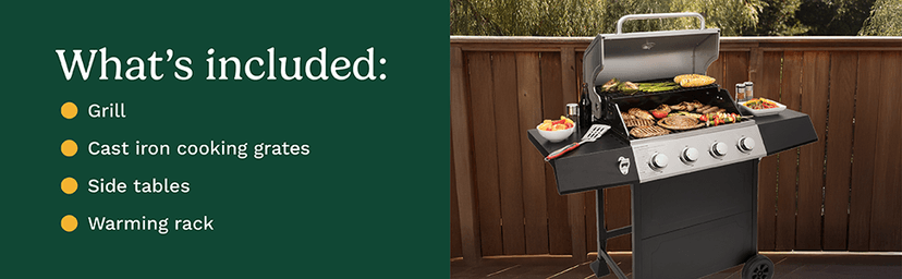 Cuisinart 4-Burner Gas Grill, 44,000 BTU Stainless Steel Full Size Propane Grill with Cast Iron Grates, Outdoor Barbecue with Large Cooking Space and Side Tables for Prep