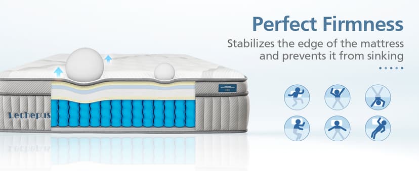 Queen Mattress, 14 Inch Queen Size Hybrid Memory Foam and Individual Pocket Spring,Motion Isolation,Medium Plush Mattress in Box,Pressure Relief, Edge Support Upgrade