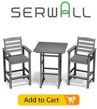 SERWALL 5 Pieces HDPE Outdoor Sofa Set with Cushions, All Weather Use Patio Conversation Couch Loveseat Furniture with Coffee Table for Balcony, Deck, Poolside, Grey Frame with Khaki Cushions