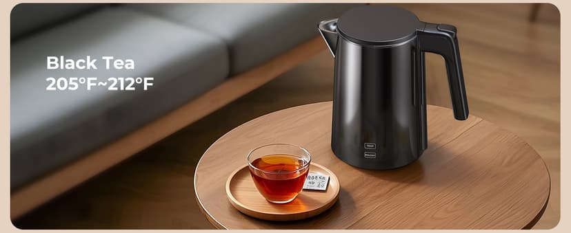 Electric Kettle 1.0L 1200W, 7 Temp Settings, 4H Keep-Warm, Fast-Boil Stainless Steel Electric Tea Kettle, 120V Water Boiler with Auto-Shut Off, Cool Touch PP Exterior for Home Office, Black