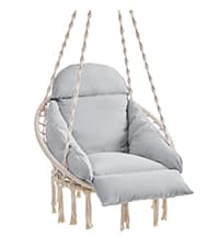 SONGMICS Hanging Chair, Hammock Chair with Large, Thick Cushion, Boho Swing Chair for Bedroom, Patio, Balcony, Garden, Holds up to 264 lb, Accessories Included, Cream White UGDC042M01