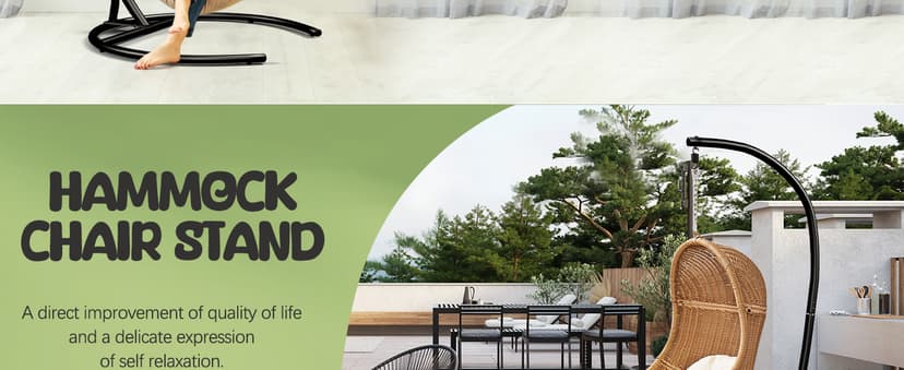 Hammock Stand Only Max 300lbs Hammock Chair Stand Only Heavy Duty Hanging Chair Stand 360 Degree Rotation Egg Chair Stand C Stand Frame for Egg Chair Indoor Outdoor Porch Swing