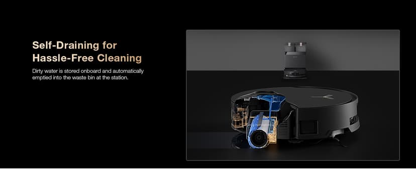 ECOVACS DEEBOT X8 PRO OMNI Robot Vacuum and Mop, 18000Pa, OZMO ROLLER Instant Self-Washing Mopping, 167℉ Hot Water Mop Washing, Auto Cleaning Solution Adding, Hot Air-Drying, Self-Emptying, Black