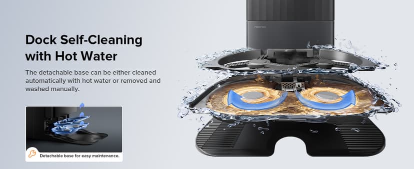 roborock Qrevo Edge S5A Robot Vacuum and Mop, 17,000Pa, Zero-Tangling, DuoDivide Main Brush, FlexiArm Side Brush, Hot Water Mop Washing & Self-Cleaning, Warm Air Drying, Self-Emptying, Black