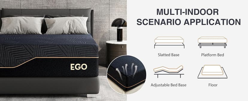 Firm King 14 Inch Memory Foam Mattress in a Box, Cooling Knit Fabric Cover, Copper Memory Foam, Made in The USA of US Foam, CertiPUR-US Certified, 76”x80”, Black