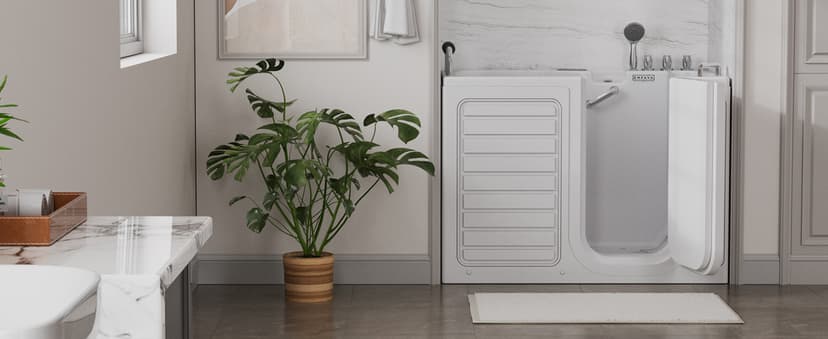 Empava Walk In Tub for Seniors,54" x 30'' Right Drain,12 Air & 13 Whirlpool Massage Jets Bathtub,with built-in Heater,2 Safety Handrail,19.25" Wide Right Outswing Door,Slip-Resistant Floor,Acrylic