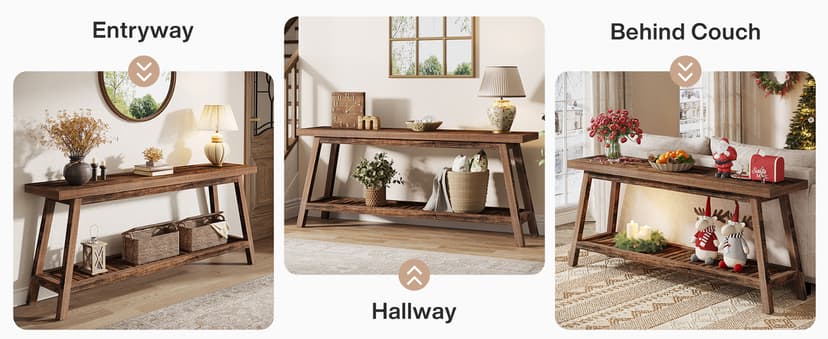 Tribesigns 70.86-Inch Console Table for Entyrway, Farmhouse 2-Tier Entry Entrance Table, Narrow Long Sofa Table Behind Couch, Rustic Brown