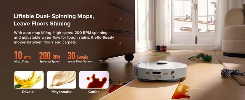 roborock Qrevo Curv S5X Robot Vacuum and Mop, 17000Pa Suction, Zero-Tangling Design, FlexiArm Side Brush, Smart Obstacle Avoidance, Self-Washing & Drying & Emptying for Carpet, Pet Hair, Hard Floor