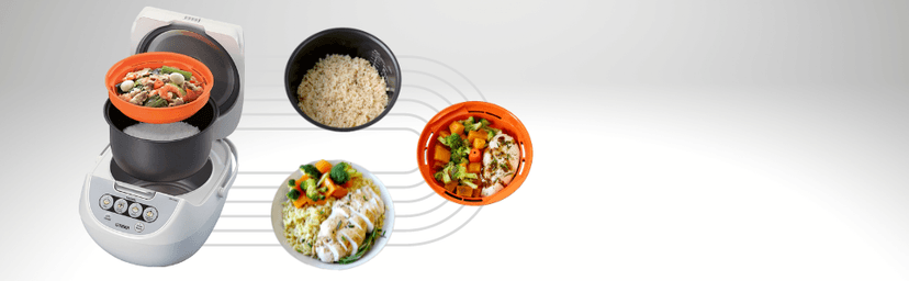 Tiger JBV-A10U 5.5-Cup (Uncooked) Micom Rice Cooker and Warmer with Tacook Food Steamer Cooking Tray Technology, White