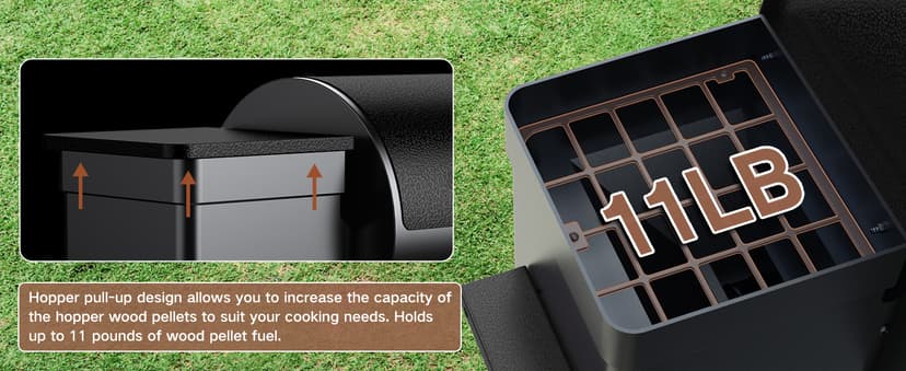 KingChii Portable Electric Wood Pellet Grill & Smoker with Foldable Legs, 456 SQ.IN Grill Capacity, 18LB Hopper, with PID Temperature Control (180-425°F) for Backyard Camping Bake and Roast, Black