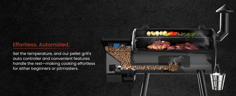 Z GRILLS ZPG 550B2 Wood Pellet Smoker, 8 in 1 BBQ Grill with Latest PID Technology LCD Controller, Auto Temperature Control, Meat Probe, 553 sq in Black