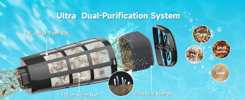 Cordless Handheld Pool Vacuum, Rechargeable Pool Cleaner with 16 Gal/Min Suction, 60 Min Runtime, Dual-Phase Cleaning System, Ideal for Above Ground Pools, Spas, Hot Tubs, Teal (2025 Version)