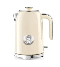 SUSTEAS Tea Kettle - 3.17QT Whistling Kettle with Ergonomic Handle - Premium Stainless Steel Tea Pots for Stove Top, Chic Vintage Teapot with Composite Base, Work for All Stovetops (Black)