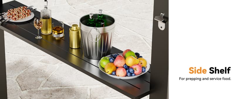 Hardtop Grill Gazebo 6'x12'with Side Shelf, Outdoor Gazebo with Bottle Opener & Hooks, Grill Canopy with Sturdy Rustproof Design for Backyard, Garden, Patio,Black