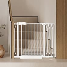 Extra Wide Baby Gate with Door Pressure Mounted 57.48-62.20 Inch,Child Baby Gates for Doorways No Drilling,Walk Through Dog Gate Indoor for The House Kitchen Stairs,White