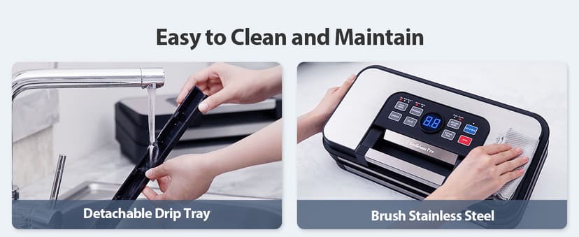 95Kpa Powerful Precision Pro Vacuum Sealer, with 10-in-1 Functions, Easy-Lock Handle, Double Heat Seal & Double Pump, Vacuum Sealer Machine for Food with Bags Storage, Built-in Cutter, Stainless Steel