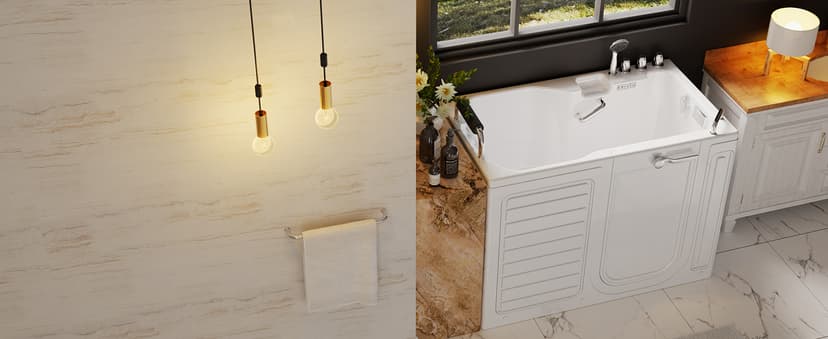 Empava Walk-In Tub, Japanese Soaking Bath, Right Outward Door, Low Threshold, Slip-Resistant, Built-in Seat, Fast Drain, Handrails, Easy Access for Seniors & Mobility-Impaired,54"