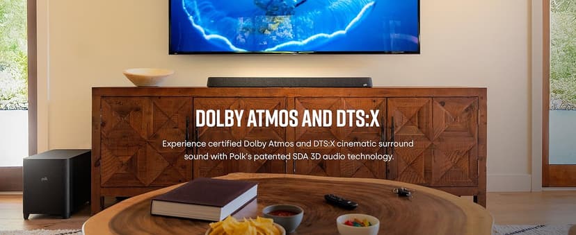 Polk Audio MagniFi Max AX 5.1.2 Channel Sound Bar with 10" Wireless Subwoofer, Dolby Atmos and DTS:X Certified, Polk's Patented VoiceAdjust & SDA Technologies, Easy Setup, Black