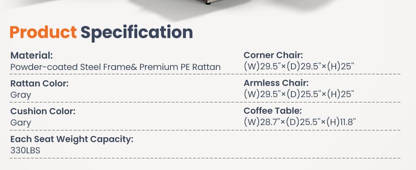 Pamapic 7-Piece Outdoor Sectional Furniture Set, All-Weather Wicker Patio Sofa with Washable Cushions, Gray Waterproof Rattan Conversation Set for Backyard, Poolside, Garden (Gray Cushions)