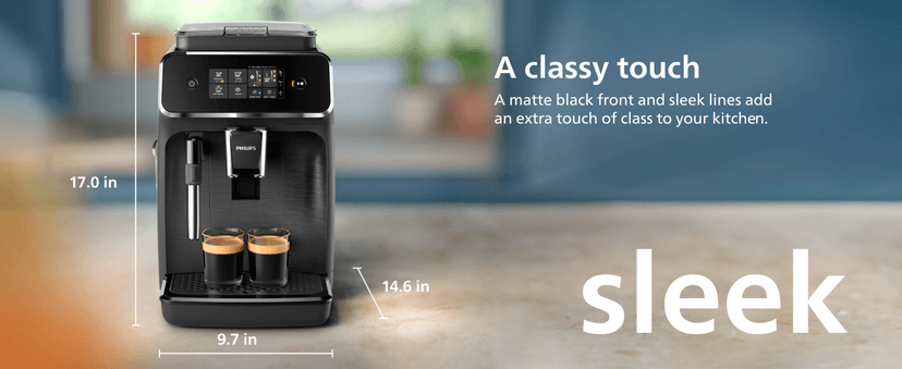 PHILIPS 2200 Series Fully Automatic Espresso Machine, Classic Milk Frother, 2 Coffee Varieties, Intuitive Touch Display, 100% Ceramic Grinder, AquaClean Filter, Aroma Seal, Black (EP2220/14)