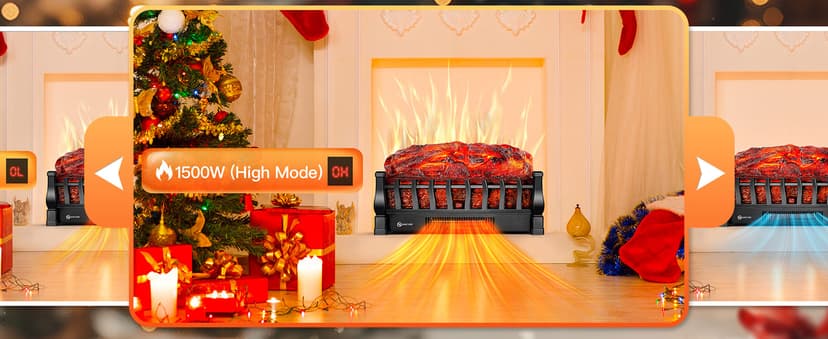 Electric Fireplace Logs Inserts Heater with Infrared Remote, 24 H Timer, 5 Flame Brightness, Thermostat, Overheating Protection for Home & Office
