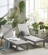 Nestl Patio Chairs - Black Chaise Lounge Chair Outdoor, 5-Position Adjustable Sun Tanning Chair, Waterproof Pool Lounge Chairs Set of 2, Reclining Lawn Chair, Lightweight Outdoor Lounge Chairs