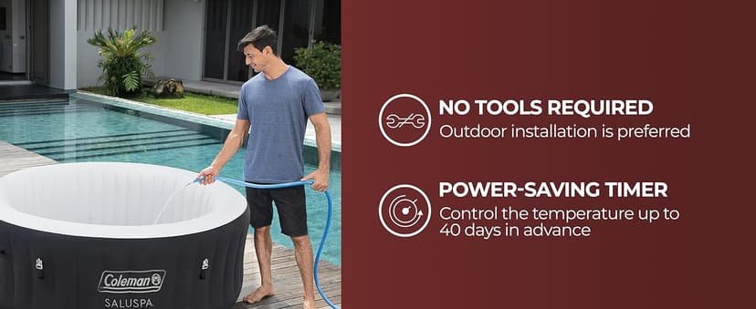 Bestway Coleman Miami AirJet Inflatable Hot Tub with EnergySense Cover, 2-Pack of SaluSpa Spa Seat and 2 Sets of SaluSpa Padded Headrest Pillows