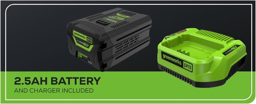 Greenworks 60V (610 CFM / 130 MPH) Cordless Leaf Blower, High Power, Lightweight & Quiet Operation for Wet Leaves, Driveways and Dense Gravel, Includes 2.5Ah Battery & 5A Rapid Charger