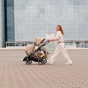 Cybex Gazelle S All-in-One Toddler and Baby Stroller with Over 20 Modular Configurations, Ergonomic Near-Flat Recline, Shopper Basket, and Compact Fold, Moon Black, Silver Frame