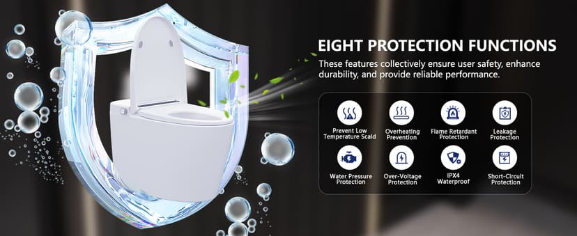 DeerValley Smart Bidet Toilet, One Piece Bidet Toilet for Bathrooms, Toilets with Auto Open/Close Lid, Heated Seat, Warm Dryer, Foot Sensor Operation, Night Light,Tankless Toilets with LED Display