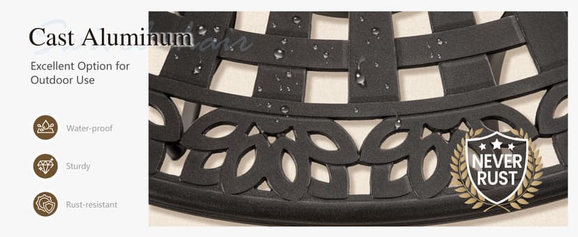 Sophia & William Outdoor Dining Table 6-Person Round Cast Aluminium, Patio Bistro Table with 2.2" Umbrella Hole for Porch Backyard, Bronze