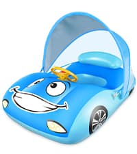 LAYCOL Baby Swimming Float Inflatable Baby Pool Float Ring with Sun Protection Canopy,add Tail no flip Over for Age of 3-36 Months