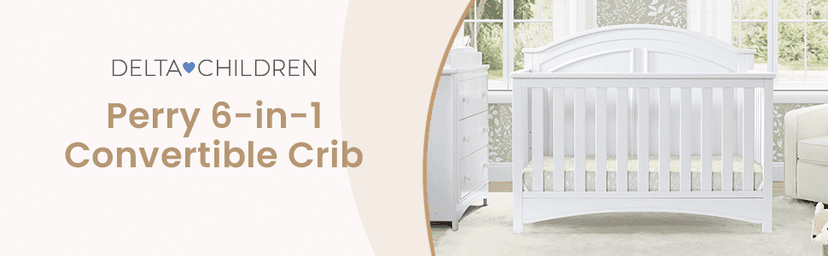Delta Children Perry 6-in-1 Convertible Crib - Greenguard Gold Certified, Bianca White