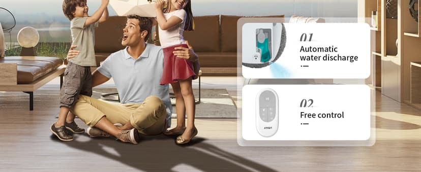 FMART T9Pro Window Cleaning Robot, Ultrasonic Atomization Intelligent Water Spray, 3800PA Suction Power, AI Intelligent Path Planning, Edge Detection Technology, Remote Control Robot Window Cleaner