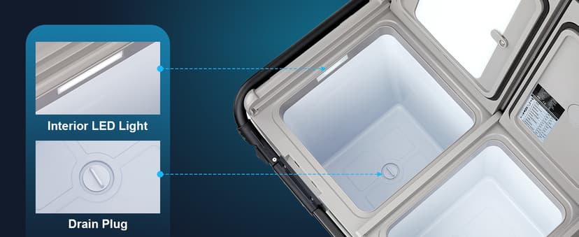 Kohree 12V Car Refrigerator, 53 Quart (50L) Portable Refrigerator, Dual Zone -4℉-68℉ Car Fridge Portable Freezer 12/24V DC and 100-240V AC for RV, Camping,Travel