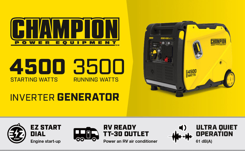 Champion Power Equipment 4500-Watt RV Ready Portable Inverter Generator with Quiet Technology and CO Shield