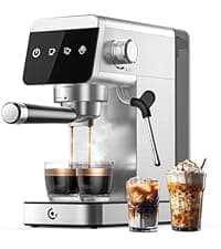 AMZCHEF Espresso Machines with LED Touch screen, Espresso Coffee machine Equip 20Bar Pressure System, Cappuccino Machine, Compact Latte Machine for Home Gifts,Silver