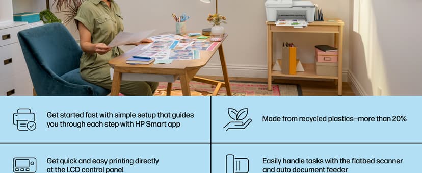 HP DeskJet 4155e Wireless Color Inkjet Printer, Print, scan, copy, Easy setup, Mobile printing, Best-for home, 3 month Instant Ink trial included, white