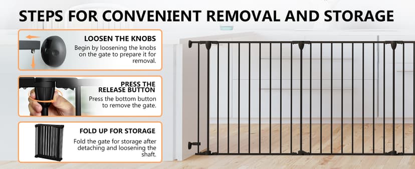 150" Extra Wide Baby Gate, Play Yard Child Safety Gate, Dog Gates with Auto-Close Door, Double Locking System for The House Doorways, Fireplace, Kitchen, 6-Panels, 30" Tall