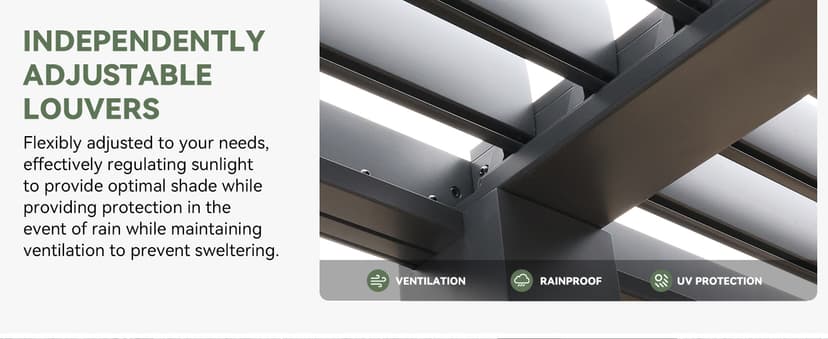 MELLCOM Louvered Pergola 10x18, Modern Aluminum Pergola with Adjustable Roof, Outdoor Shade Structure with Integrated Drainage System, Hardtop Gazebo Carport for Patio