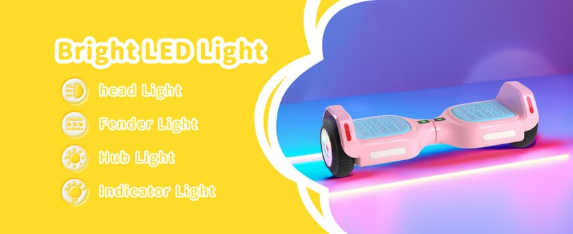 6.5" Bluetooth Scooter, LED Lights & APP & Music Speaker, Long Battery Life, Gifts for Kids & Adults & Girls & Boys, for All Ages