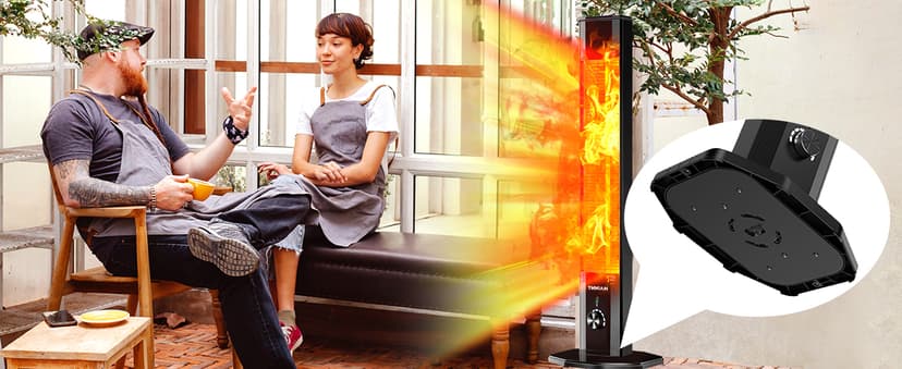 Outdoor Electric Patio Heater, Haimmy 42in Infrared Heater with Remote, 9 Heat Levels, 9H Timers, 1500W Instant Heating, Safety Lock, Tip-Over & Overheat Protection, IPX5 Waterproof Tower Space Heater