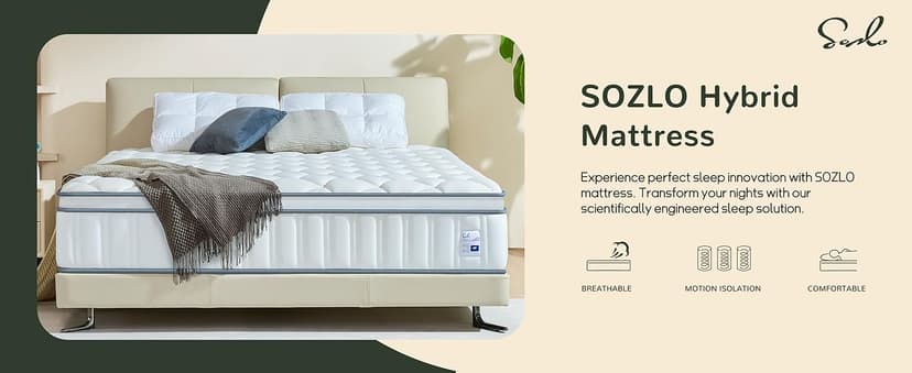 12 Inch Queen Size Hybrid Mattress with Cooling Gel and Individual Pocket Springs for Motion Isolation & Edge Support, Medium Firmness for Pressure Relief, CertiPUR-US Certified, in a Box